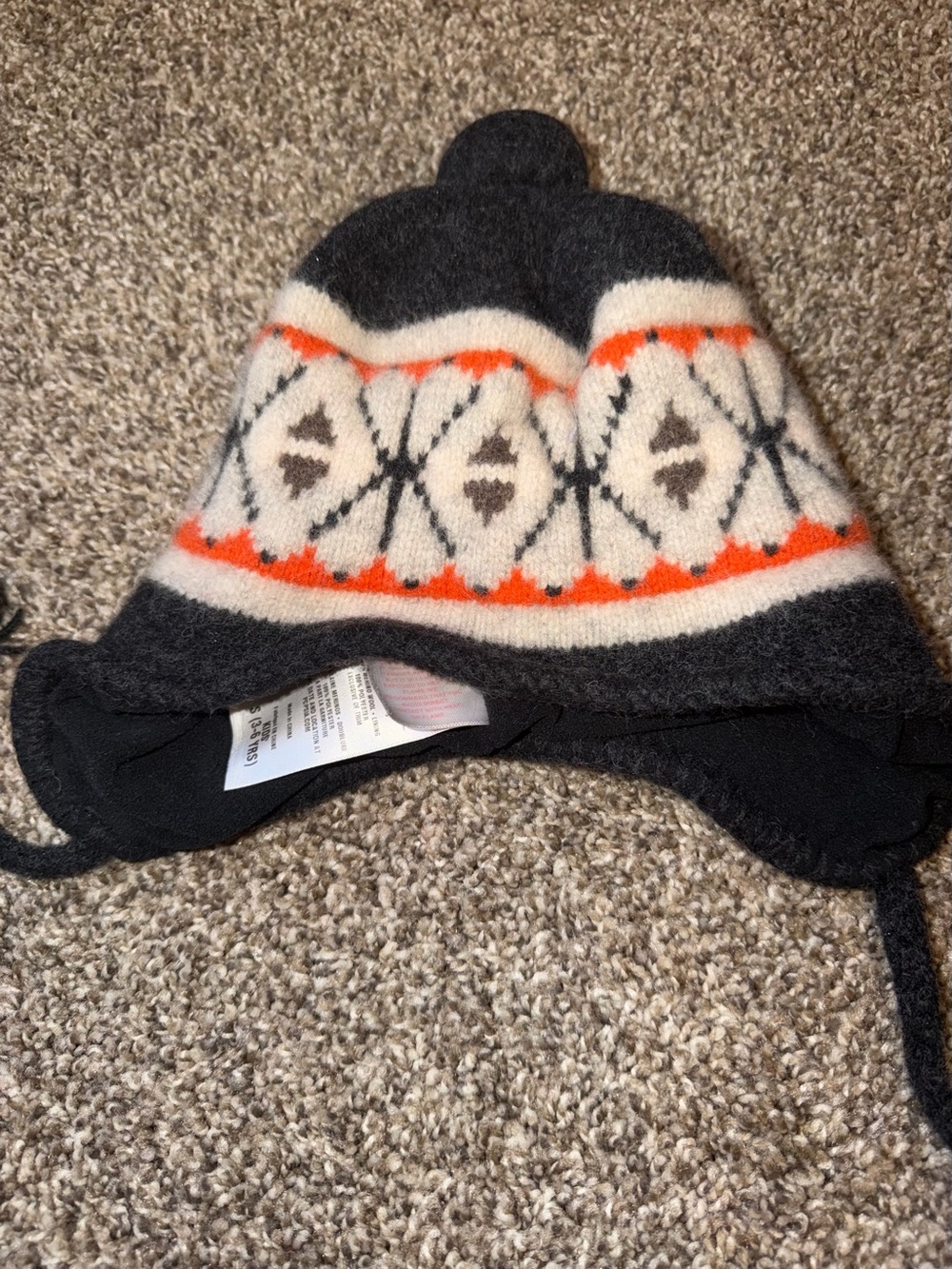 Patagonia Woolly Hat Ear Flap Beanie Blue toddler Hat Tassels Outdoor Cozy Small